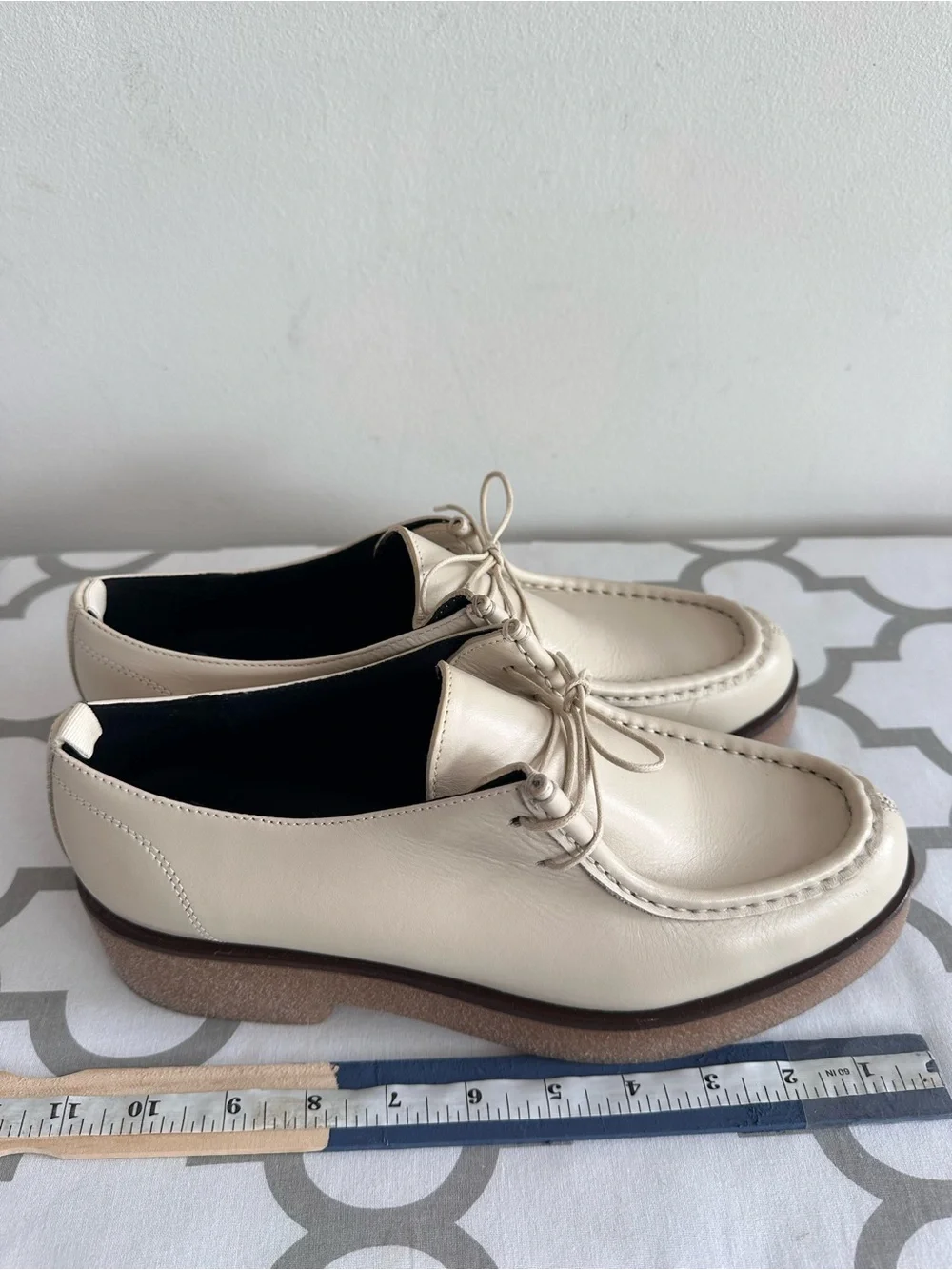 KOIO Cream Leather Lace-Up Platform Shoes